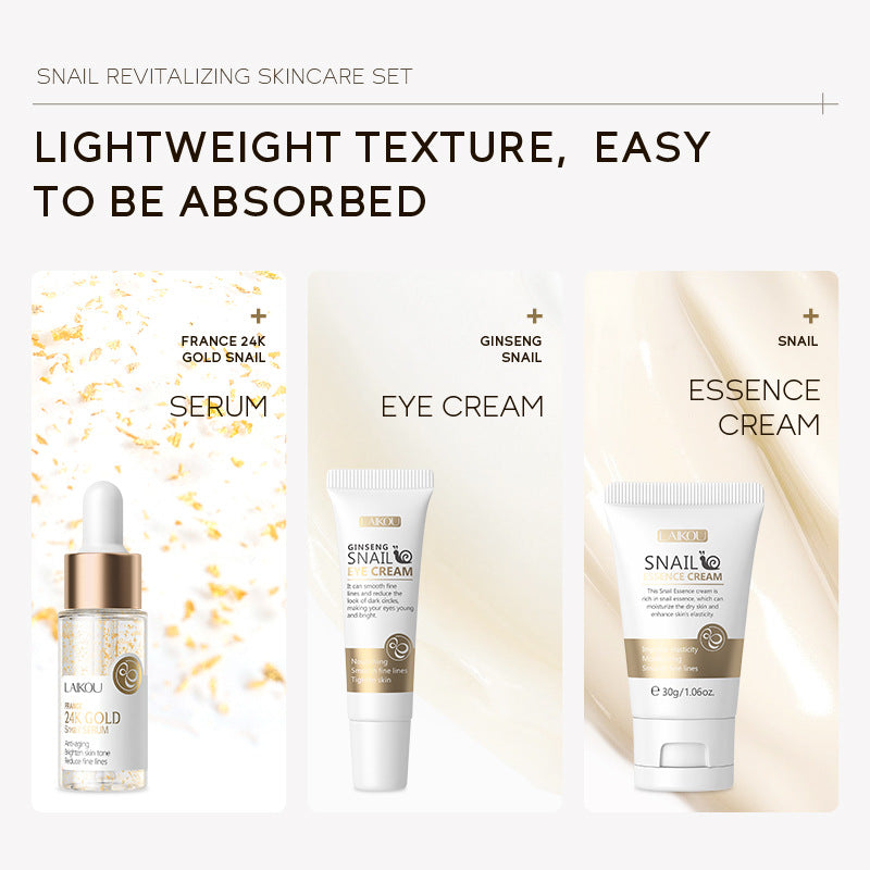 LAIKOU 24K Golden Vitamin C Sakura Skin Care Set, Face Cream, Serum, Eye